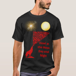 wolf howling at moon sketch T-Shirt