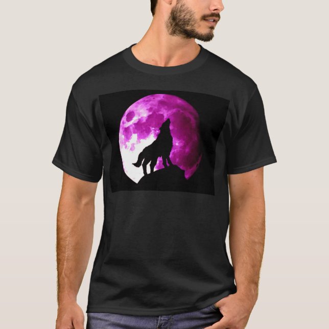 Wolf Howling at Moon T-Shirt (Front)