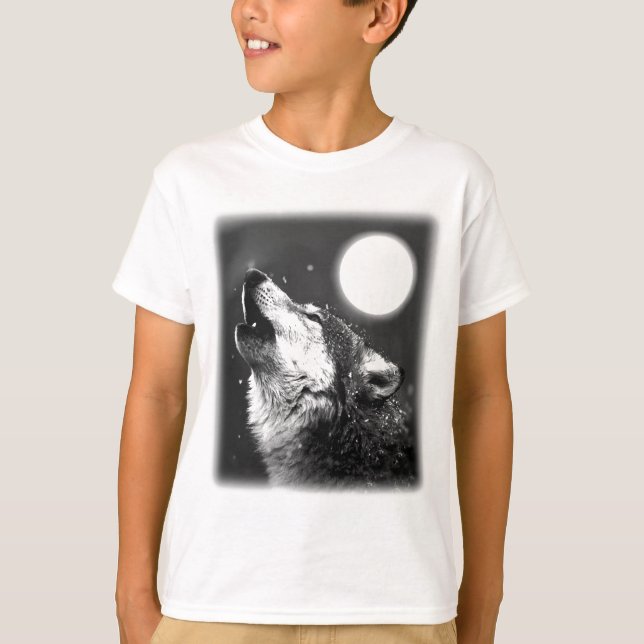 Wolf Howling at Moon T-Shirt (Front)