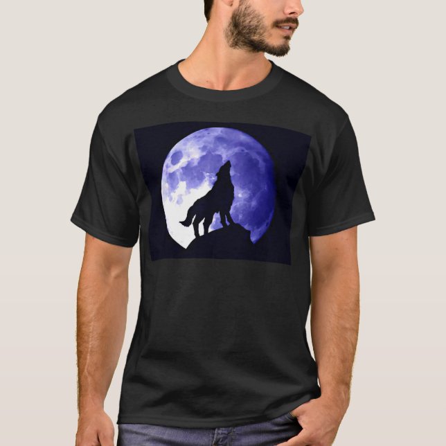 Wolf Howling at Moon T-Shirt (Front)