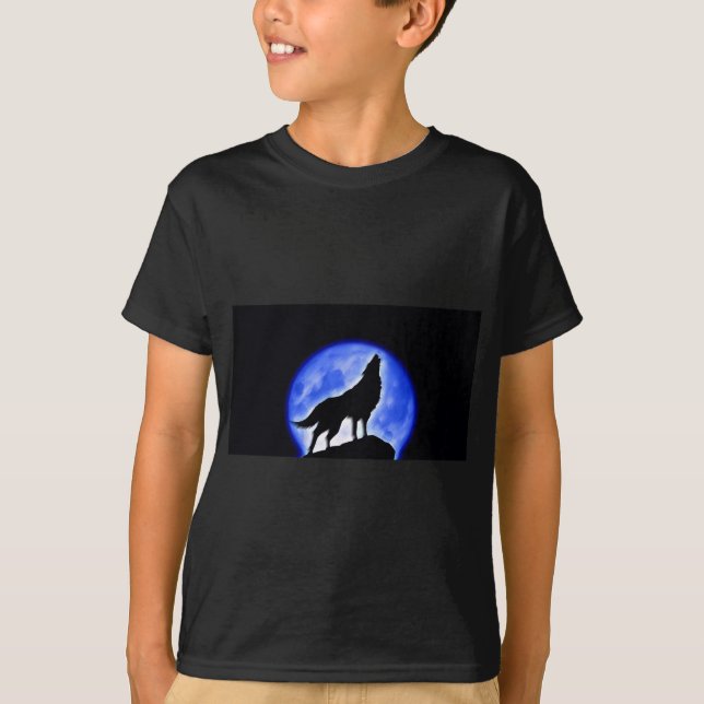 Wolf Howling at Moon T-Shirt (Front)