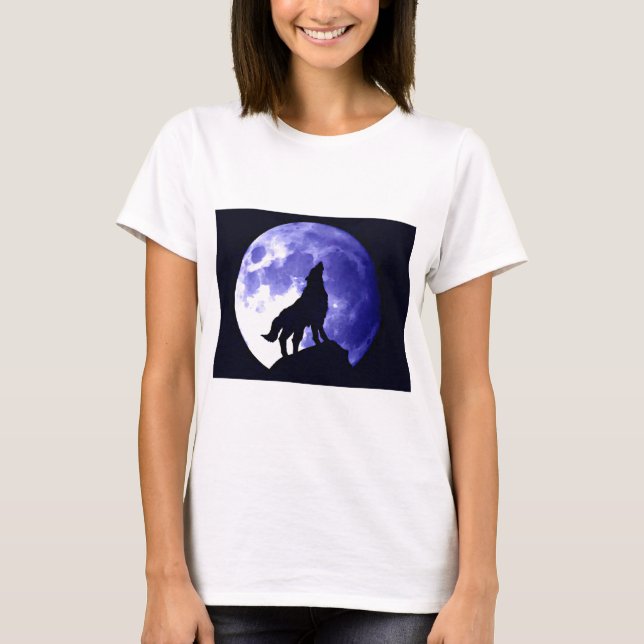 Wolf Howling at Moon T-Shirt (Front)