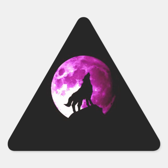 Wolf Howling at Moon Triangle Sticker (Front)