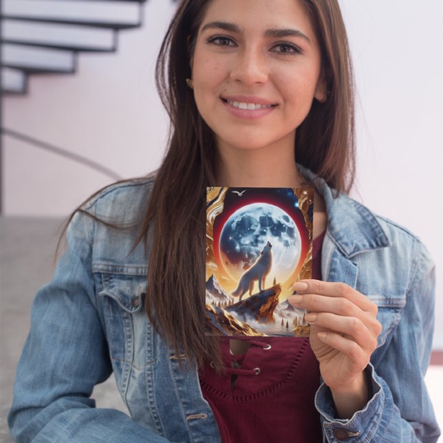 Wolf Howling at the Crimson Moon Postcard (Creator Uploaded)