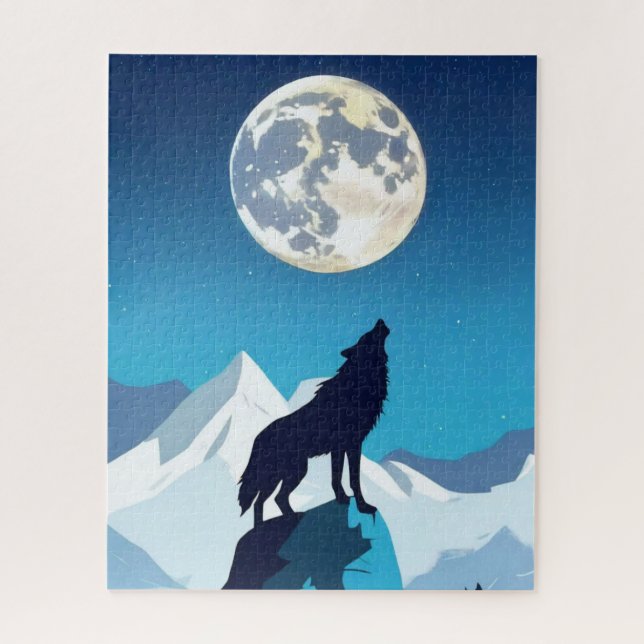 Wolf Howling at the Full Moon Jigsaw Puzzle (Vertical)