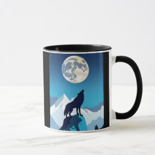 Wolf Howling at the Full Moon Mug