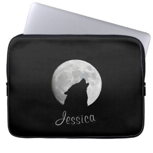 Wolf Howling at The Full Moon, Your Name Laptop Sleeve