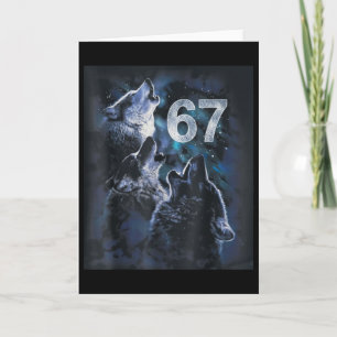Wolf Howling At The Moon 67 6 7 Halloween 67 Wolf Card