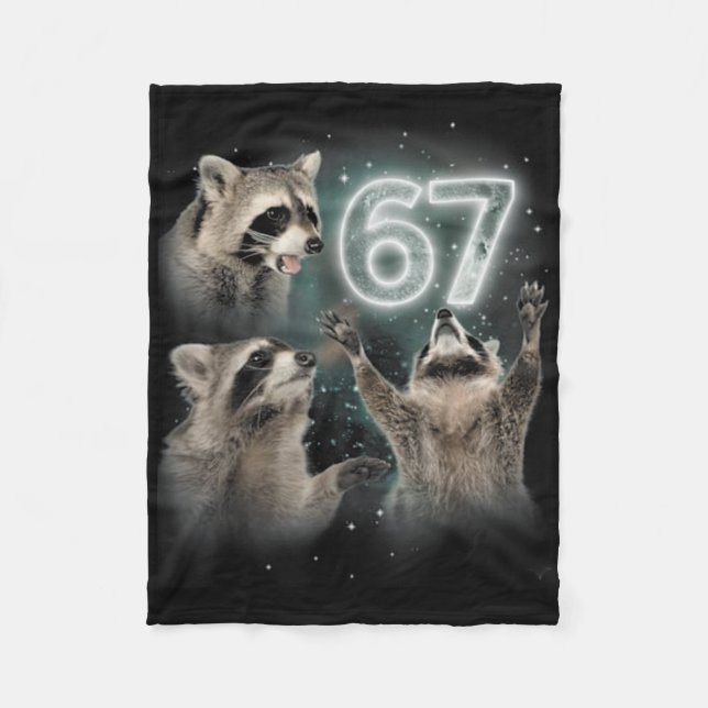 Wolf Howling At The Moon 67 6 7 Halloween 67 Wolf  Fleece Blanket (Front)