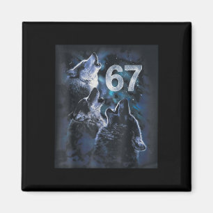Wolf Howling At The Moon 67 6 7 Halloween 67 Wolf Magnet