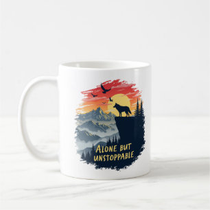 Wolf Howling At The Moon Alone But Unstoppable Coffee Mug