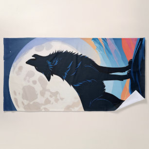 Wolf Howling At The Moon Beach Towel