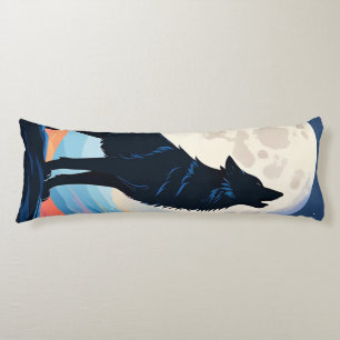 Wolf Howling At The Moon Body Cushion