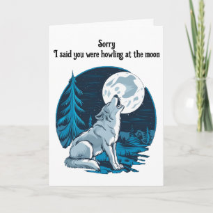Wolf howling at the moon card