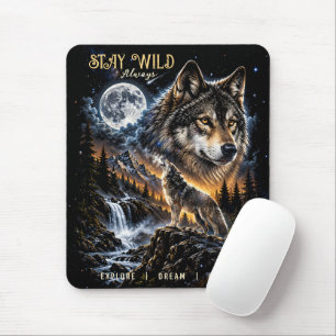 Wolf Howling At the Moon Forest Wildlife Nature Mouse Pad