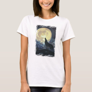 Wolf Howling at the Moon Grunge T-Shirt