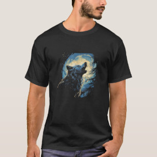 Wolf Howling At The Moon Mens National Park Wildli T-Shirt