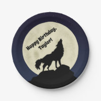 Wolf Howling at the Moon Midnight Blue