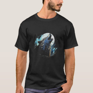 Wolf Howling At The Moon Monochrome Women s Alaska T-Shirt