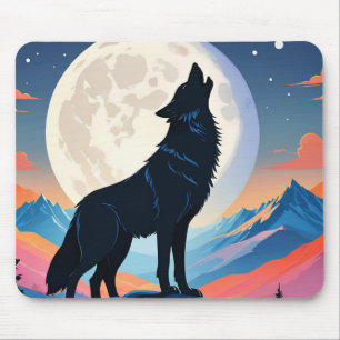 Wolf Howling At The Moon Mouse Pad