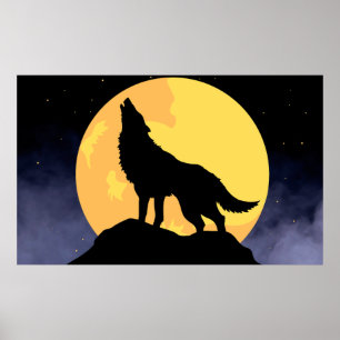 Wolf Howling at the Moon  Poster