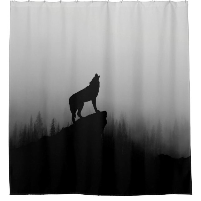 Wolf howling at the moon shower curtain (Front)