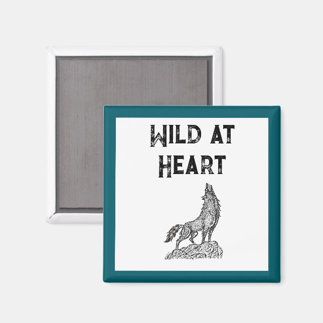 Wolf Howling at the Moon Silhouette Drawing Magnet (Front/Back)