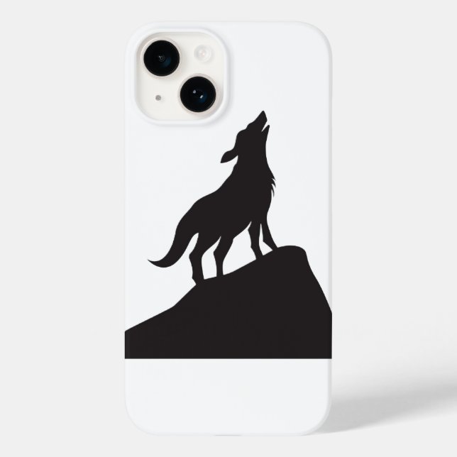 Wolf Howling at the Moon Silhouette I Phone Case  (Back)