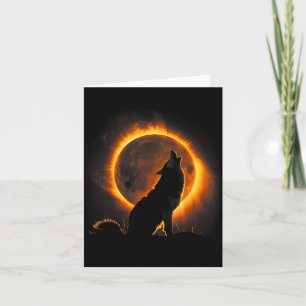 Wolf Howling at the Moon Solar Eclipse Alpha Lunar Card