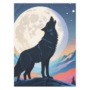 Wolf Howling At The Moon Tablecloth