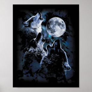 Wolf Howling At The Moon Wildlife Wolves Lovers Me Poster