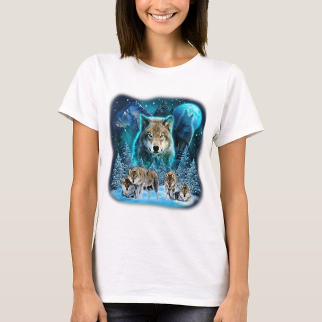 Wolf Howling At The Moon Wolves Wild Animals Wolfp T-Shirt (Front)