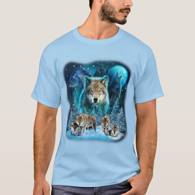 Wolf Howling At The Moon Wolves Wild Animals Wolfp T-Shirt (Front)