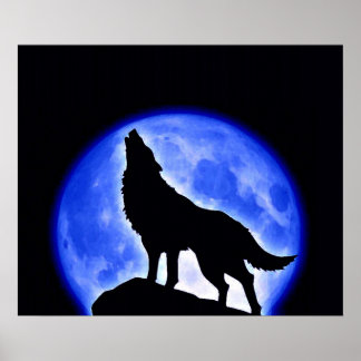 Howling Wolf Hill Blue Moon Posters | Zazzle.com.au