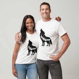 Wolf Howling Forest Stars Moon animal lover T-Shirt