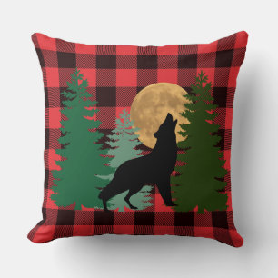 Wolf Howling Full Moon Cushion