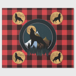 Wolf Howling Full Moon Wrapping Paper