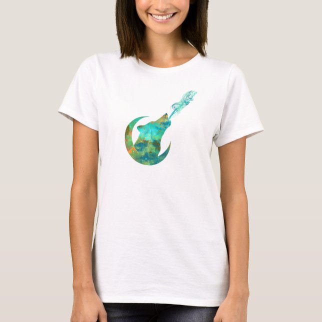 Wolf Howling in Galaxy T-Shirt (Front)