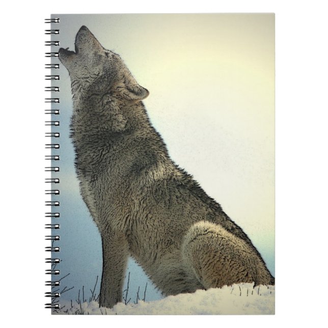 Wolf Howling in Snow Notebook (Front)