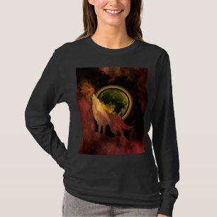WOLF HOWLING IN SPACE MOON GALAXY T-Shirt