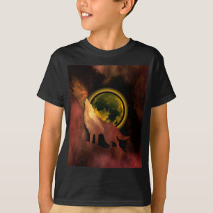 WOLF HOWLING IN SPACE MOON GALAXY T-Shirt