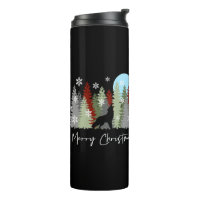 Wolf Howling In The Forest Merry Christmas Trees