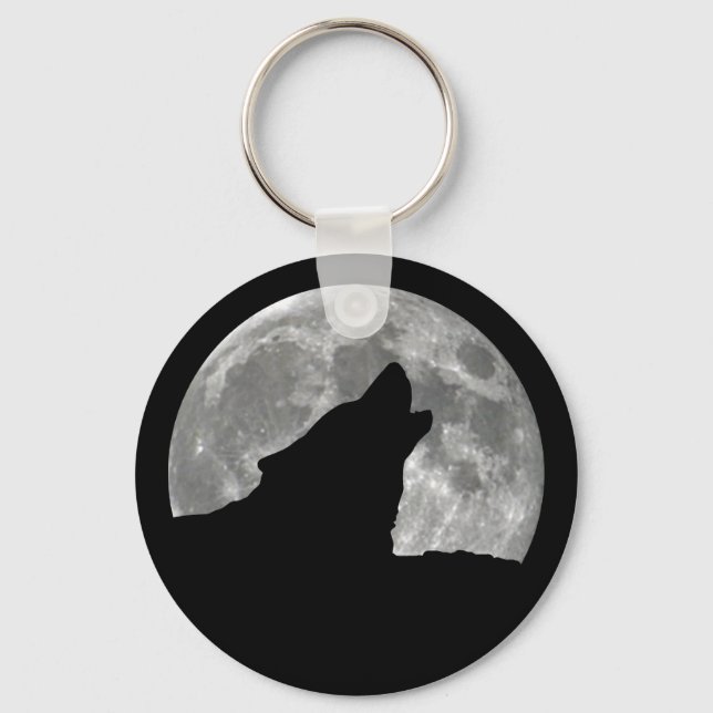 wolf howling key ring (Front)