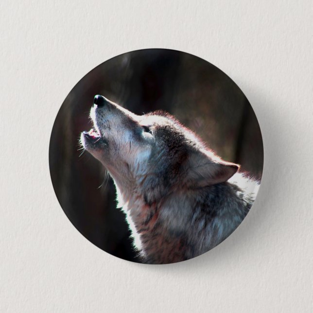 Wolf Howling Lone Wolf 6 Cm Round Badge (Front)