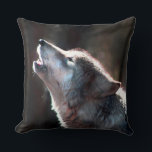 Wolf Howling Lone Wolf Cushion<br><div class="desc">Wolf howling,  if you love wolves or are a lone wolf this is for you.  Take this wild wolf home with you and live on the wild side.</div>