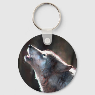 Wolf Howling Lone Wolf Key Ring