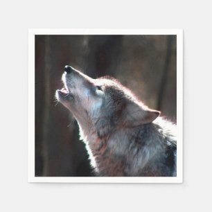 Wolf Howling Lone Wolf Napkin