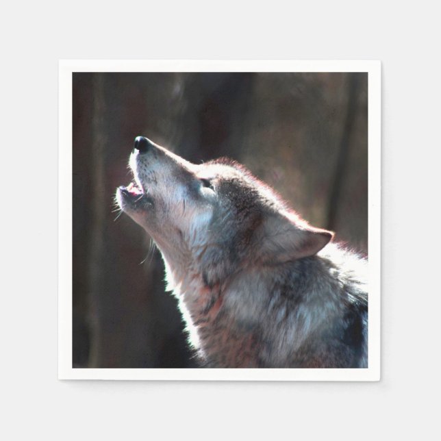 Wolf Howling Lone Wolf Napkin (Front)