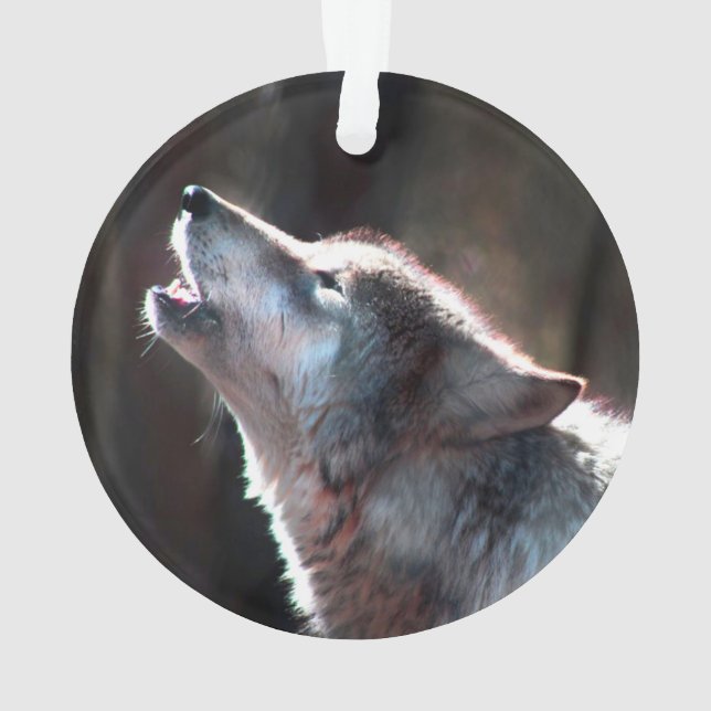 Wolf Howling Lone Wolf Ornament (Back)