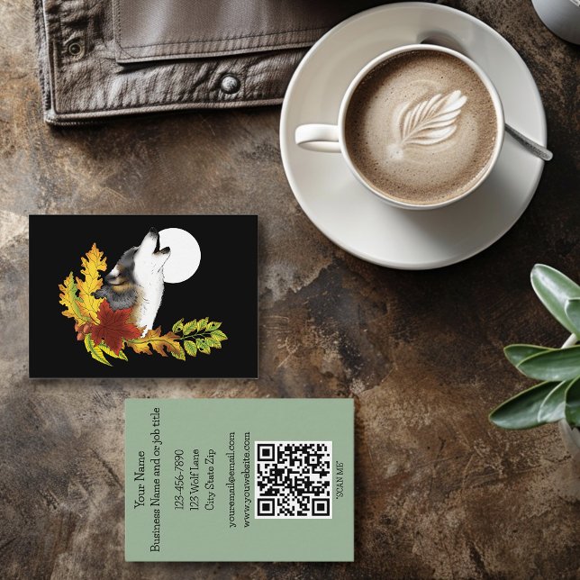 Wolf Howling Moon Business Card (Creator Uploaded)